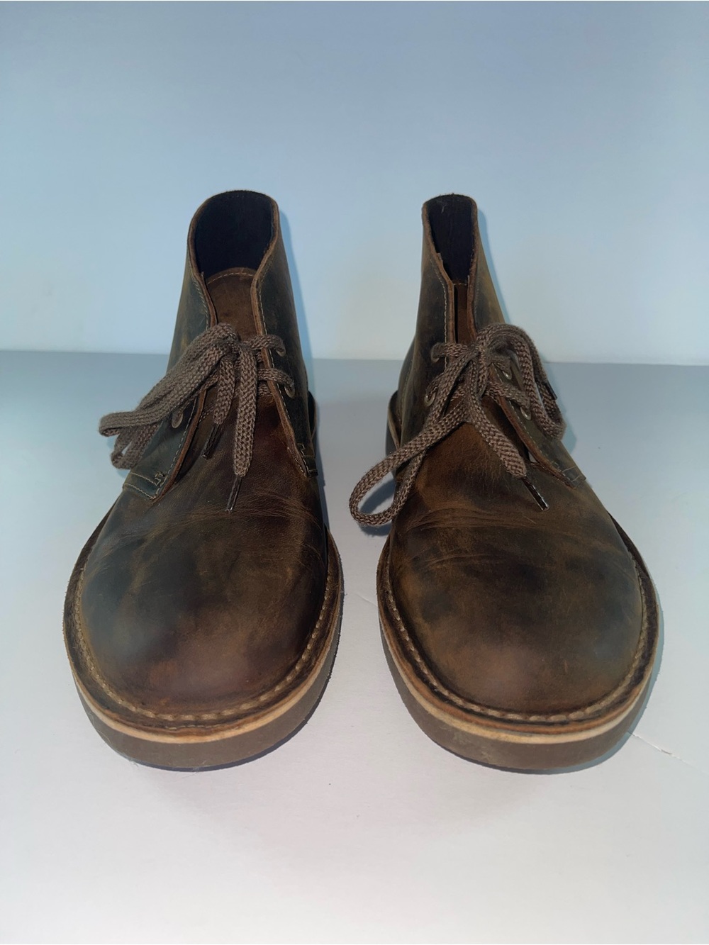 Clark’s Men's Brown Leather Lace-Up Chukka Boots, size 8 men’s